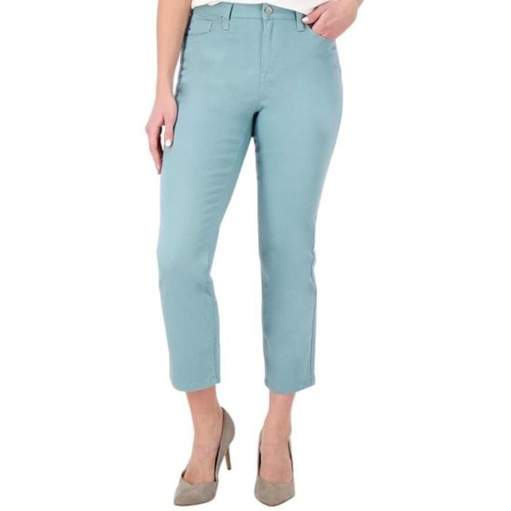 NWT Laurie Felt QVC Wave Denim 5-Pocket Crop Straight Jeans 28W in Dusky Blue